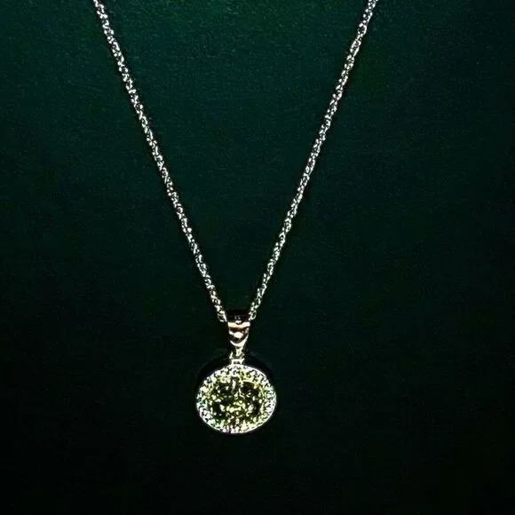 WT# Green Peridot, Cz & Sterling 925 Sterling Necklace